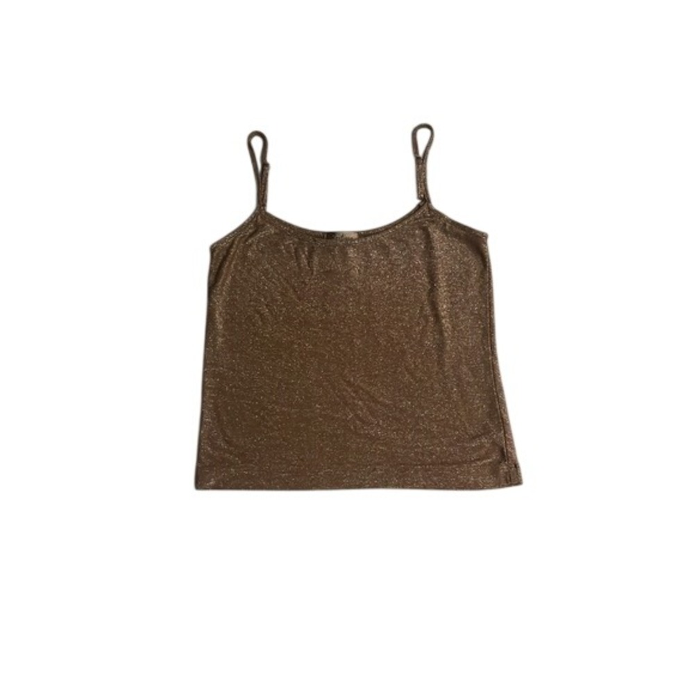 Boutique Essentials Gold Metallic Shimmer Camisole Top Adjustable Straps